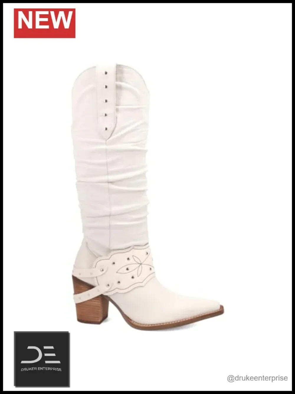 Dingo Womens Studded Snip Toe Over Knee Mid Heel Slouchy Pull On Dress Boots